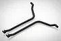 Two black plastic RGT bumper rails for RC vehicles shown against a white background.