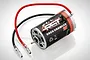RGT 550 size 20T brushed rock crawler motor with red and black wires and bullet connectors on a white background.