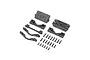 Losi Cross Chassis Brace Set including various black plastic structural components and a set of metal screws on a white background.