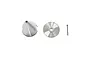 E-Flite silver aluminium Ultimate style spinner set including the cone, backplate, and mounting screw on a white background.