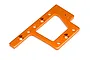 An orange anodized aluminium centre gearbox plate for an HPI Trophy Truggy, shown against a plain white background.