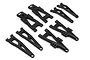 A set of eight black plastic RC suspension arms for BlackZon vehicles, arranged on a white background.