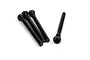 Four black metal suspension arm pins for BlackZon RC vehicles, featuring a rounded head with a cross-slot drive.