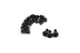 A set of twelve black button head screws with a cross-head drive, arranged on a white background.