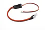 BlackZon LED headlight kit featuring two clear LED bulbs connected by red and black wires to a small control module and a white connector plug.