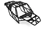A black plastic RC car roll cage frame isolated on a white background.
