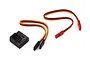 SkyRC GC301 gyro stability control module with two attached servo-style wiring harnesses on a white background.