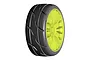 A single GRP 3.1 inch GT-Y03 Revo RC car wheel with a black treaded tyre mounted on a bright yellow multi-spoke rim.