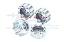 Four silver aluminium wheel hex adapters for RC cars, featuring a multi-bolt pattern and GPM branding, arranged on a white background.