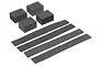 A set of four grey foam blocks and four long grey foam strips for HPI Savage RC vehicles.