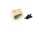 Yeah Racing brass gearbox cover for RC cars with four black mounting screws on a white background.