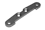A gunmetal grey metal rear lower brace for HPI Baja RC vehicles, featuring four mounting holes.