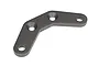A gunmetal grey metal suspension arm pin brace for HPI Baja RC vehicles, featuring an angled design with three mounting holes.