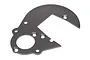 A gunmetal grey metal gear plate for HPI Baja RC vehicles, featuring a curved shape with multiple mounting holes and a central cutout.
