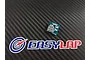EasyLap EZPCB03 adaptor board for JR to Mini JST, shown on a carbon fiber texture surface with an EasyLap logo sticker.