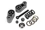HPI Racing servo saver set for Baja 5B/5SC/5T including two plastic arms, a metal screw, spring, nuts, and washers on a white background.