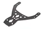 A gunmetal grey HPI Racing front upper plate for Baja RC vehicles, featuring a Y-shaped design with multiple mounting holes and cutouts.