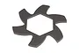 A gunmetal grey, star-shaped brake disc fin plate for an HPI Baja RC car, featuring a central hexagonal cutout.