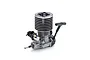 Kyosho KE21SP .21 nitro RC engine with a black cooling head and integrated pull start mechanism against a white background.