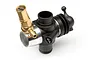 HPI Racing slide carburettor for RC engines, featuring a brass fuel inlet and black plastic body.