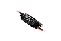 Hobbywing 5A UBEC module with black heat shrink casing, showing voltage selection pins and attached wiring against a white background.