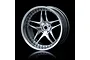 A silver five-spoke RC car rim with a deep dish design against a black background.