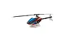 Blade Fusion 360 RC helicopter with a red, white, and blue canopy, carbon fiber main blades, and white landing skids against a white background.