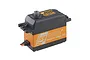 Savox SV-1271SG-PLUS high voltage coreless digital servo with an orange aluminium middle case and black plastic top and bottom sections.