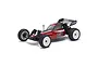 A studio shot of the Kyosho Ultima SB Dirt Master 1/10 scale 2WD RC buggy, featuring a red body with number 60, white wheels, and a black rear wing.