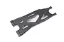 A black Traxxas heavy-duty lower suspension arm for RC vehicles, shown from a top-down angle against a white background.