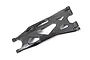 A black Traxxas heavy-duty lower suspension arm for RC vehicles, shown from a top-down angle against a white background.