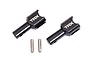 Two black hardened steel Traxxas centre differential outdrives with two small metal pins on a white background.