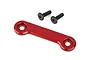 A red anodized aluminium wing brace for Traxxas RC vehicles, shown with two black hex head screws on a white background.