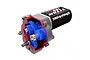 A Traxxas TRX-4M transmission assembly with a Titan 180 87T motor attached, showing internal blue plastic gears and brass bushings.