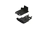Two black ARRMA lower skid plates for RC vehicles shown from different angles against a white background.