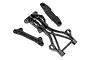 A set of three black plastic RC car chassis brace components for the HPI Blitz, shown against a white background.