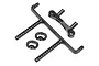 A set of black plastic RC body mounts and mounting hardware for the HPI Blitz, shown against a white background.