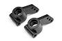 A pair of black plastic rear hub carriers for an HPI Blitz RC vehicle, shown from a high angle on a white background.
