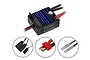 Reedy Power SC500X brushed crawler ESC with blue heatsink, wiring, and three circular inset images showing connectors.
