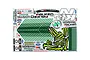 A sheet of RC car decals featuring Monster Energy, Falken, and K&N logos along with green racing stripes and number 25 stickers.