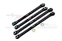 Four black aluminium RC suspension linkages from GPM Racing with silver metal pivot balls and two small washers.
