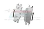 Silver GPM Racing aluminium chassis skid plate with two mounting screws against a white background.