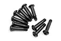 A set of ten black metal button head shoulder screws with hex drive heads, arranged on a white background.