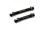 Two black hardened steel Yeah Racing centre driveshafts for RC cars, shown against a plain white background.