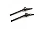 Two Yeah Racing spring steel front CVD driveshafts for RC cars, featuring a dark metallic finish and laser-etched branding.