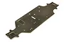 A bronze-coloured aluminium main chassis plate for an HPI Vorza RC car, shown from an angled top-down perspective against a white background.