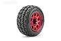 Jetko 3.6" Tomahawk MT Medium Soft Belted Tyres on Metal Red Claw Rims - Glued Wheels 2Pcs JKO1801CRMSGBB1