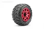 Jetko 3.6" King Cobra MT Medium Soft Belted Tyres on Metal Red Claw Rims - Glued Wheels 2Pcs JKO1802CRMSGBB1