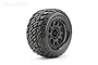 Jetko 3.6" Rockform MT Medium Soft Belted Tyres on (1/2" Off Set) Black Claw Rims - Glued Wheels 2Pcs JKO1803CBMSGBB2