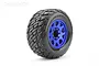 Jetko 3.6" Rockform MT Medium Soft Belted Tyres on Metal Blue Claw Rims - Glued Wheels 2Pcs JKO1803CLMSGBB1